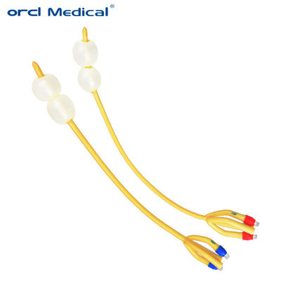 Cuatro vías de doble globo catéter de foley desechable de silicona recubierto 40cm de longitud