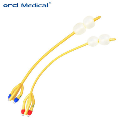 Catéter de foley de látex recubierto de silicona de 4 vías de doble globo para la cirugía de urología